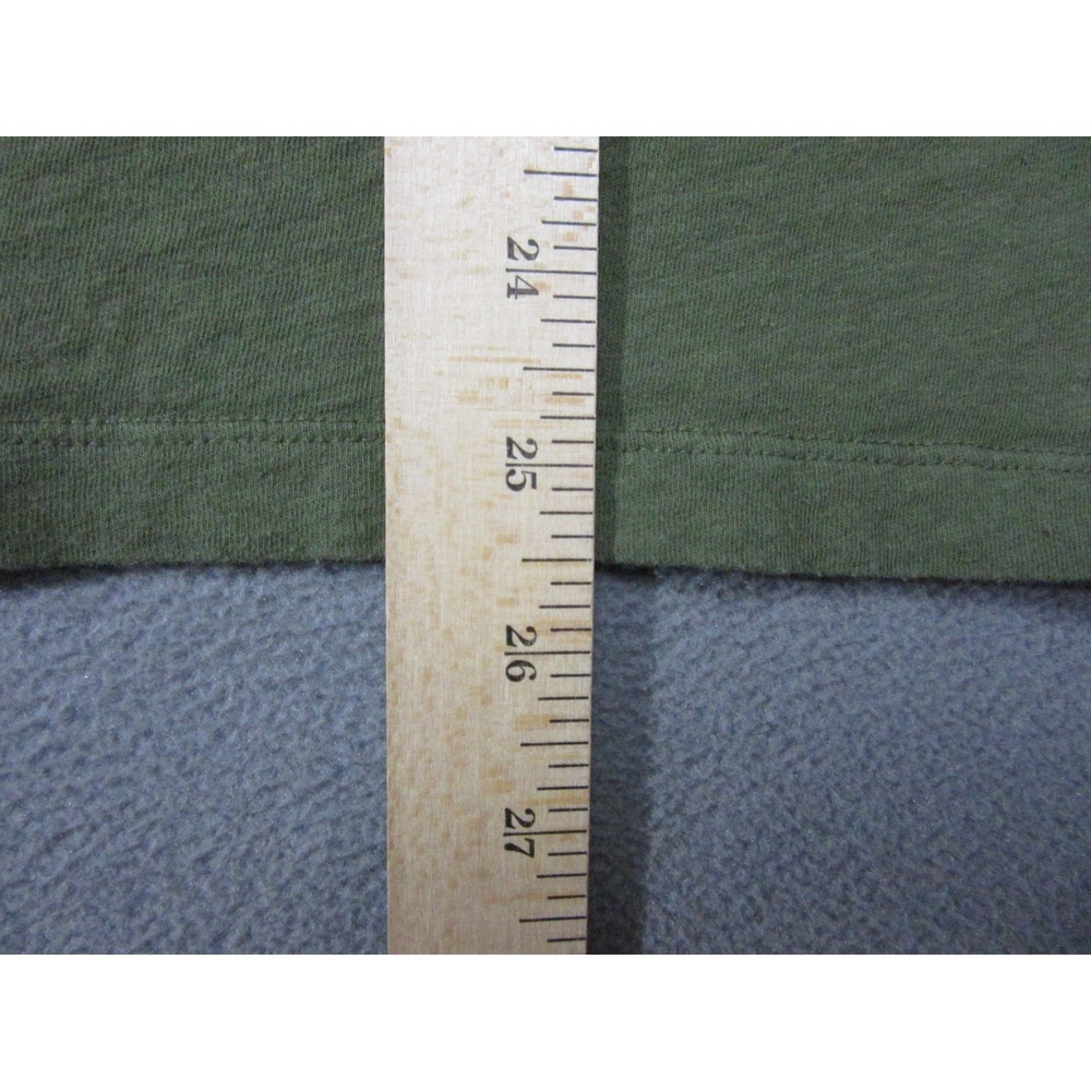 AllSaints Shirt Mens XL Green Henley Neck Raw Hem Bodega Slim Fit Olive - Picture 14 of 15